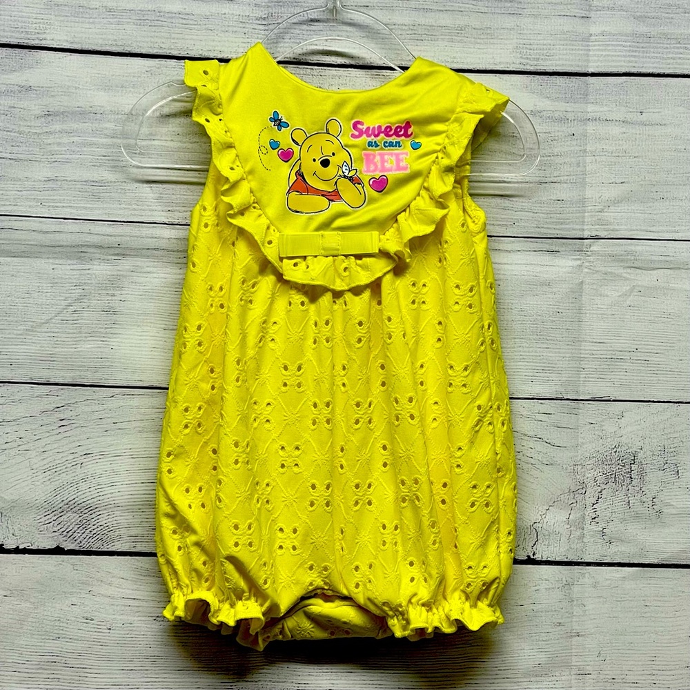 Disney baby girl yellow romper size 6-9 months